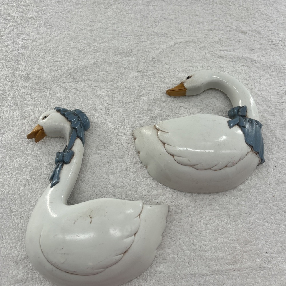 Goose Set HOMCO BURWOOD PRODUCTS GOOSE WALL POCKETS PLAQUES HANGINGS